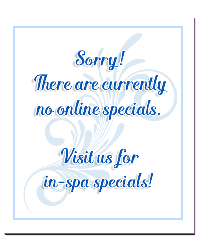 Sorry, there are currently no online specials. Please visit us for in-spa specials!